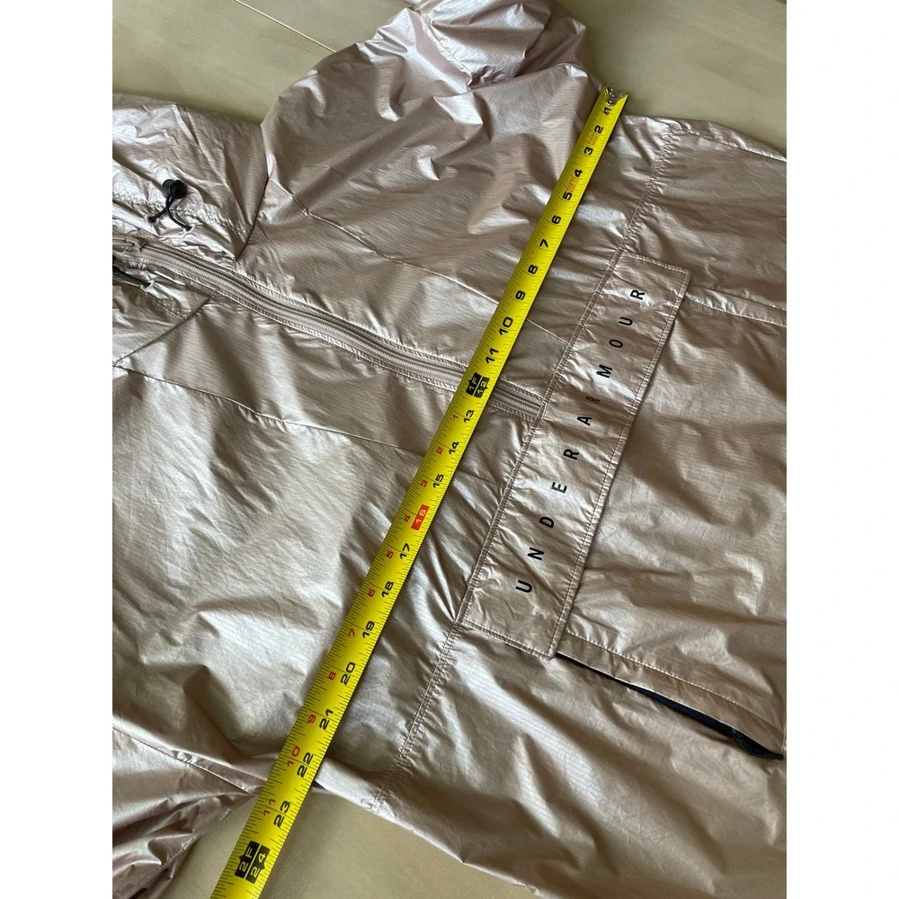 Under Armour Women's Unstoppable‎ Woven 1/2 Zip Pink Metallic Anorak Rain Jacket
